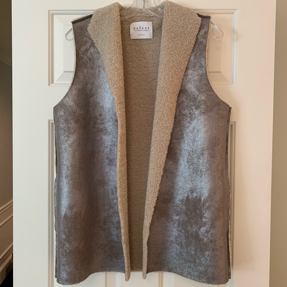 Velvet by Graham & Spencer metallic faux fur vest